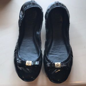 Tory Burch black patent leather flats
